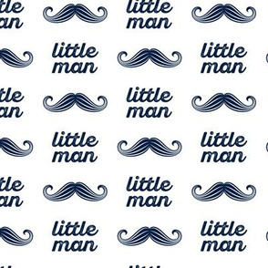 little man mustache in navy
