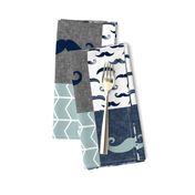 little man wholecloth - mustaches in navy and dusty blue