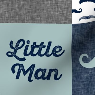 little man wholecloth - mustaches in navy and dusty blue