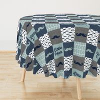 little man wholecloth - mustaches in navy and dusty blue