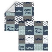 little man wholecloth - mustaches in navy and dusty blue