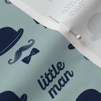 little man - mustache on dusty blue