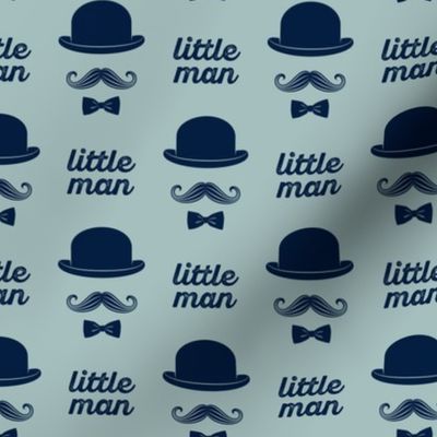 little man - mustache on dusty blue