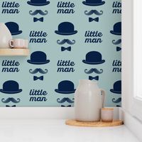 little man - mustache on dusty blue