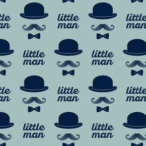 little man - mustache on dusty blue
