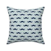 mustaches on stripes - navy and dusty blue