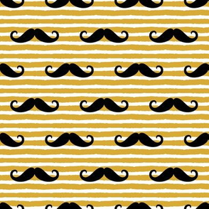 mustache on stripes - black on crown gold