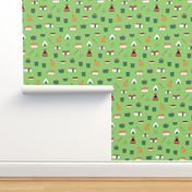 Green kawaii sushi. Japanese food cute fabric design.