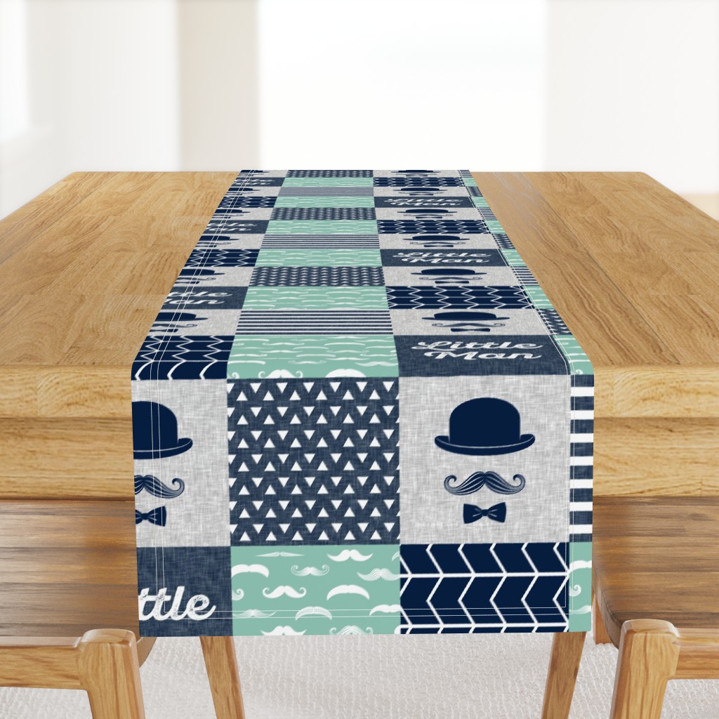 Little man dapper trio wholecloth - navy and aqua stone