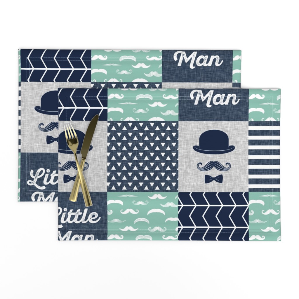 Little man dapper trio wholecloth - navy and aqua stone