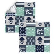 Little man dapper trio wholecloth - navy and aqua stone