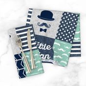 Little man dapper trio wholecloth - navy and aqua stone