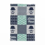 Little man dapper trio wholecloth - navy and aqua stone