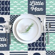 Little man dapper trio wholecloth - navy and aqua stone