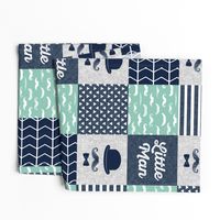 Little man dapper trio wholecloth - navy and aqua stone