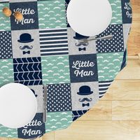 Little man dapper trio wholecloth - navy and aqua stone