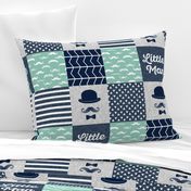 Little man dapper trio wholecloth - navy and aqua stone