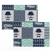 Little man dapper trio wholecloth - navy and aqua stone