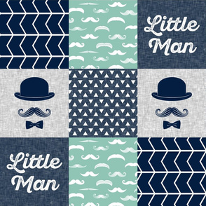 Little man dapper trio wholecloth - navy and aqua stone