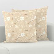 18-10M Cream Linen Floral || Teal Flower 