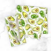 Watercolor Avocado on white background