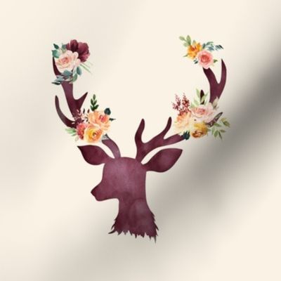 8" Autumn Wine Floral Deer // Cream