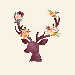 8" Autumn Wine Floral Deer // Cream