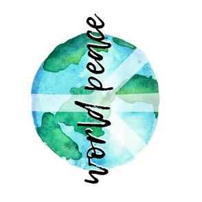 World Peace - (1 yard - 42") watercolor earth typography blanket