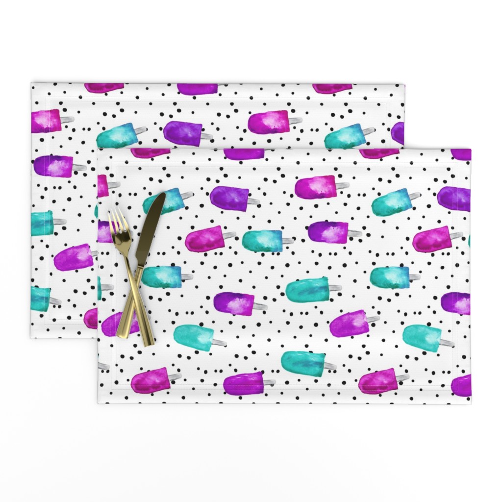 (large scale) watercolor popsicles - purple and teal with dots (90)