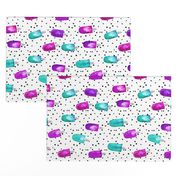 (large scale) watercolor popsicles - purple and teal with dots (90)