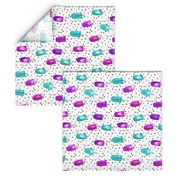 (large scale) watercolor popsicles - purple and teal with dots (90)