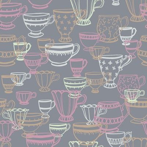 Teacup Scatter in Ochre, Mint and Pink
