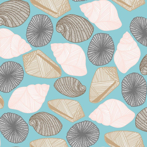 Hawaiian Tide Pool-Sea Shells Sea Green/White