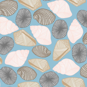 Hawaiian Tide Pool-Sea Shells Blue/White