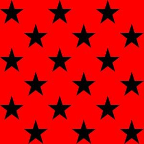 One Inch Black Stars on Red