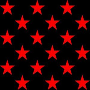 One Inch Red Stars on Black