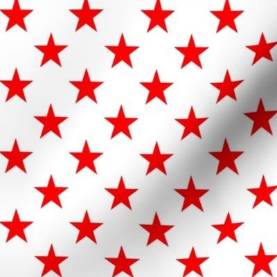 One Inch Red Stars on White