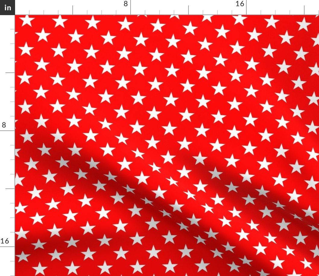 One Inch White Stars on Red