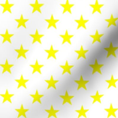 One Inch Yellow Stars on White