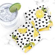 watercolor lemons with black triangles