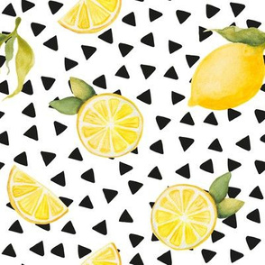 watercolor lemons with black triangles