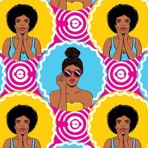 African american girls retro pop-art small scale
