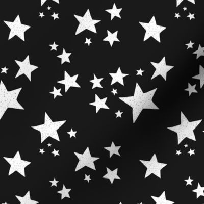 Scattered Doodle Stars on Black