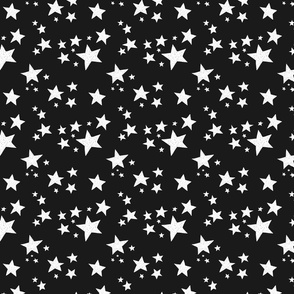 Scattered Doodle Stars on Black