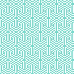 Geometric Pattern: Nested Cubes: Aqua