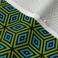 Geometric Pattern: Nested Cubes: Blue/Green