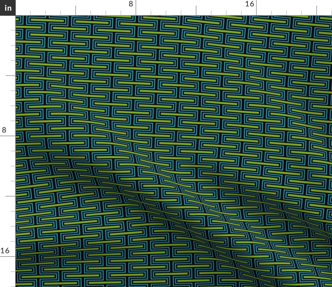 Geometric Pattern: Offset Brick: Blue/Green