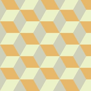 Geometric Pattern: 3D Cube: Tan/Orange