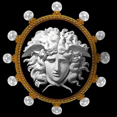 pearls gold medallions frames borders baroque rococo medusa gorgons Greek Greece Mythology monsters   inspired