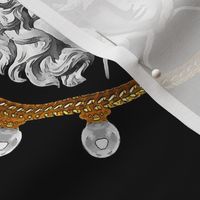 pearls gold medallions frames borders baroque rococo medusa gorgons Greek Greece Mythology monsters   inspired
